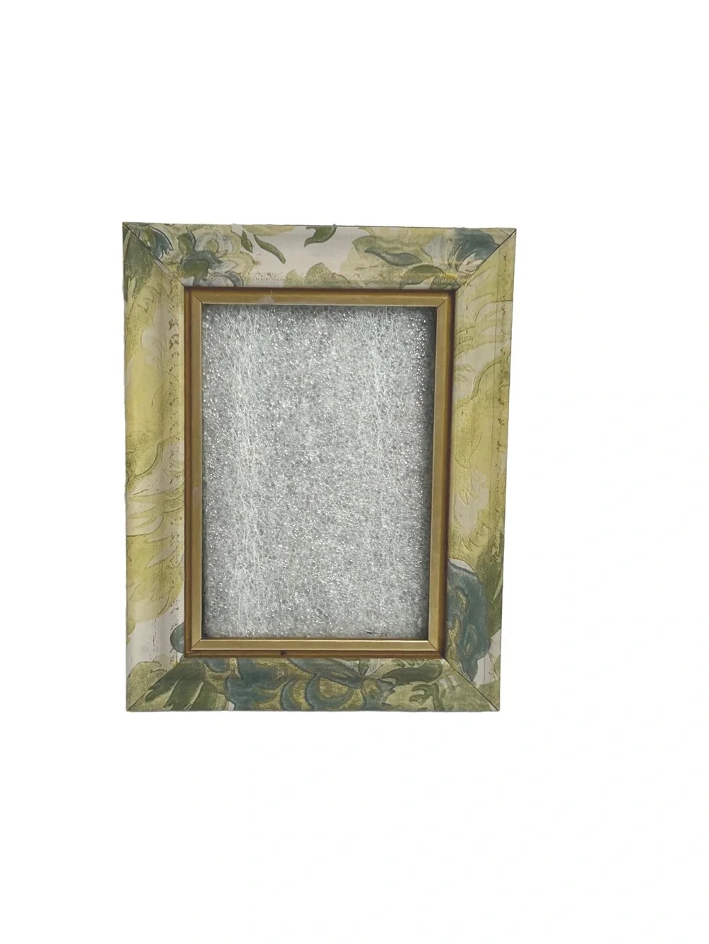 Decorative Floral Pattern Photo Frame with Gold Trim